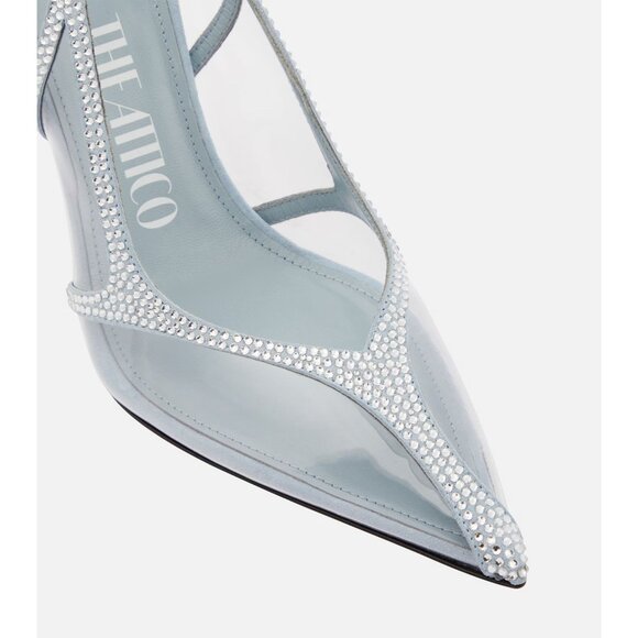 THE ATTICO Venus Chrome Pumps in Dusty Baby 38 New Womens Crystal High Heels - Picture 4 of 16